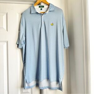 Masters by Peter Millar Logo Men’s Gingham Short Sleeve Polo